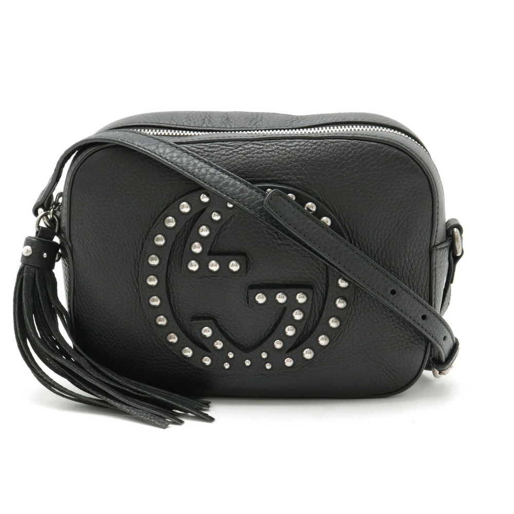 GUCCI Soho Disco Bag Studded Tassel Fringe Shoulder Clutch Crossbody Leather